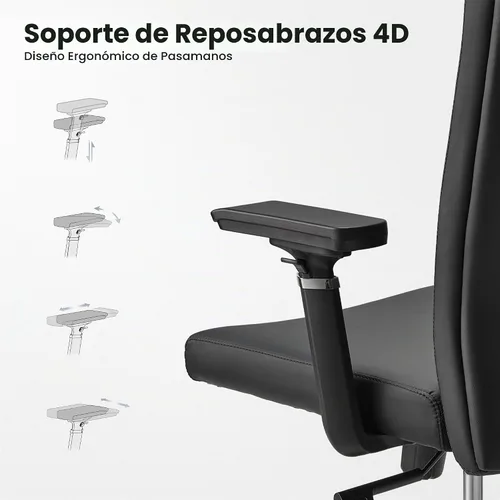 Vista 5 de EUREKA ERGONOMIC Eris - Silla de escritorio de cuero con respaldo alto, silla ejecutiva para computadora con reposabrazos ajustables 4D