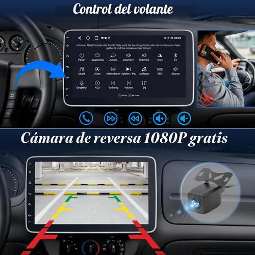 Vista 7 de [2G+64G] Radio de coche Bluetooth de 10.1 pulgadas con Bluetooth inalámbrico Apple Carplay Android Auto, pantalla táctil giratoria Receptores