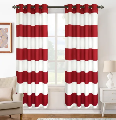 Vista 19 de DriftAway Cortinas negras con rayas para oscurecimiento de habitación, cortinas con ojales clásicas de rayas horizontales para dormitorio, sala