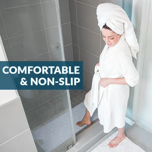 Vista 4 de ComfiLife Tapete de baño para bañera y ducha, antideslizante, extra grande, con orificios de drenaje y ventosas, tapetes de goma lavables a máquina
