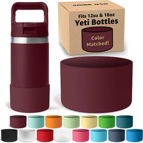 Vista 8 de Jmoe USA Bota de silicona para botella Yeti Rambler Jr de 12 y 18 onzas, funda de 0.079 in, funda antideslizante, protector para la parte inferior