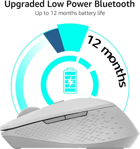 Vista 5 de Rapoo M300G - Mouse inalámbrico silencioso, mouse Bluetooth para portátil, 2.4 GHz con receptor USB, seguimiento óptico de 2400 DPI ajustable