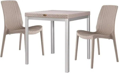 Vista 10 de Lagoon Russ - Juego de mesa de comedor de ratán con una mesa y dos sillas, color negro