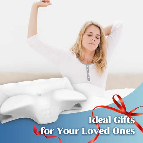 Vista 7 de Almohada cervical cervical para dormir, almohada ergonómica para el contorno del cuello, almohadas de espuma viscoelástica para espalda, almohadas