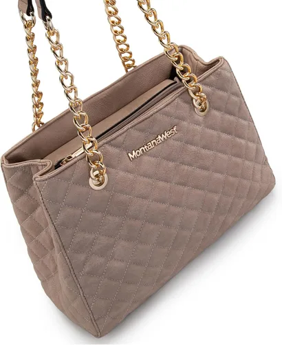 Vista 4 de Montana West Bolso de mano mediano para mujer, con cadena acolchada, bolso de hombro