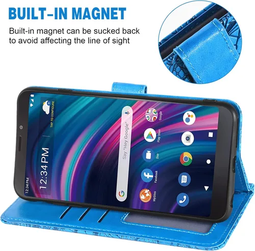 Vista 4 de Asuwish Funda de teléfono para Tracfone BLU View 3 B140DL con protector de pantalla de vidrio templado y funda de cartera de encaje con soporte