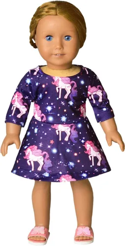 Vista 7 de Perfashion Vestidos a juego para niñas y muñecas sin mangasmanga larga, acampanados, faldas de fiesta de unicornio