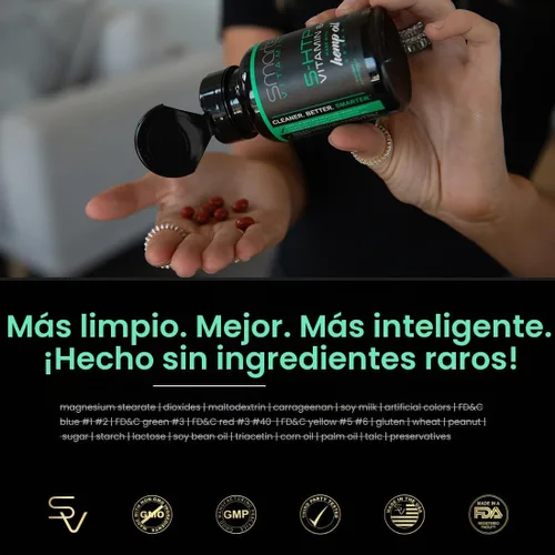 Vista 6 de 5-HTP 200mg con vitamina B6 y aceite de semilla de cáñamo, liberación