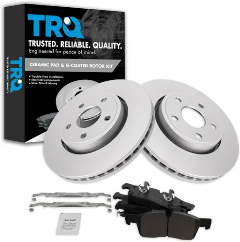Vista 12 de TRQ Juego de pastillas de freno delantero y rotores con revestimiento de cerámica compatible con Jeep Compass Patriot 2017