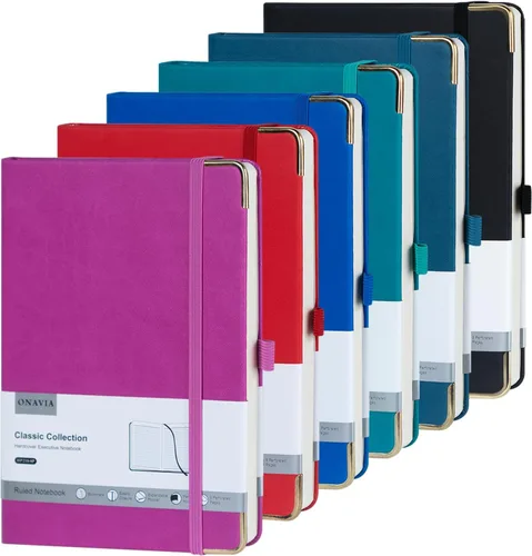 Vista 8 de ONAVIA Cuaderno rayado A5 - Papel grueso de 100 g/m², cuaderno de tapa dura para escribir, trabajo, viajes, escuela, cuaderno rayado para mujeres