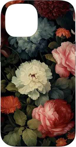 Vista 4 de Vintage Dark Flower Pattern Moody Floral Case for iPhone 16