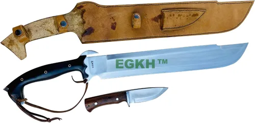 Vista 4 de Cuchillo Predator EUK de 18", Machete de supervivencia, hoja forjada a mano Khukuri - Cuchillos de espiga completa fabricados en Nepal