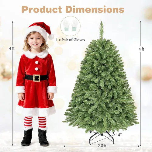 Vista 6 de GOFLAME Árbol de Navidad artificial de 4 pies con soporte de metal plegable