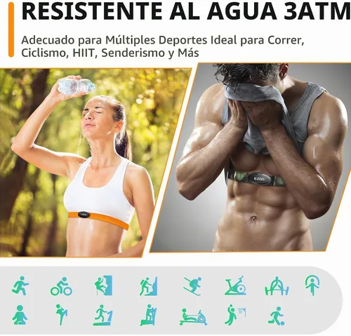 Vista 6 de EZON Heart Rate Monitor Chest Strap C009Pro,ANT+& Bluetooth 5.1 Dual Protocol,Up to 400H Battery Life,Compatible with Negro