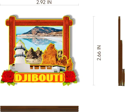 Vista 3 de Imán de madera de Djibouti África 3D para nevera, recuerdos coleccionables, decoración hecha a mano, artesanías 2