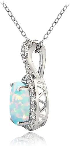 Vista 2 de B. BRILLIANT Collar de plata de ley auténtica, creada o simulada, con topacio blanco X y ovalada para mujer