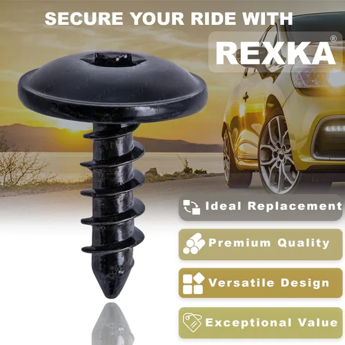 Vista 4 de Rexka 10 piezas T25 Fender Liner Splash Shield Cubierta de parachoques Autoperforantes Tornillo Torx Compatible con N90974701 Volkswagon Audi Porsche