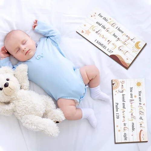 Vista 6 de Yookeer - 2 piezas de arte de pared de madera para habitación de bebé