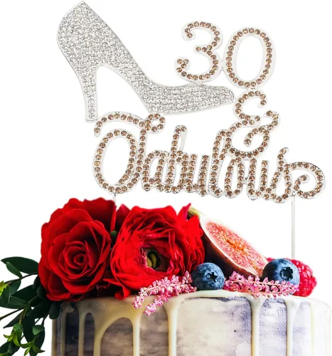 Vista 16 de LINGTEER 30 fabulosos adornos para tartas de cristal con diamantes de imitación de tacón alto, color rosa, perfecto para 30 cumpleaños, aniversario