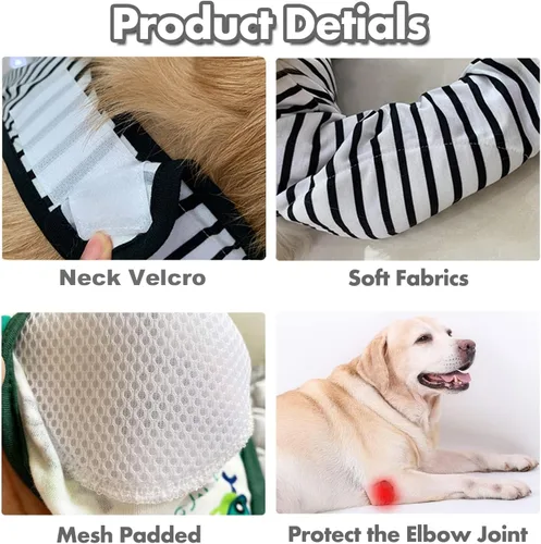 Vista 2 de HDKUW Protector de codo de perro para callos, funda de recuperación de articulaciones de perro para evitar lamer heridas, coderas con almohadilla