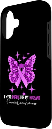 Vista 2 de I Wear Purple For My Husband Pancreatic Cancer Awareness Case for iPhone 16