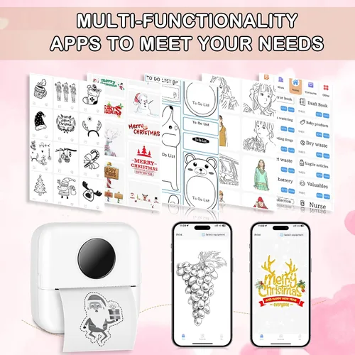 Vista 3 de Mini impresora Bluetooth de bolsillo - Impresora térmica portátil con 10 rollos de papel para diario/álbum de recortes