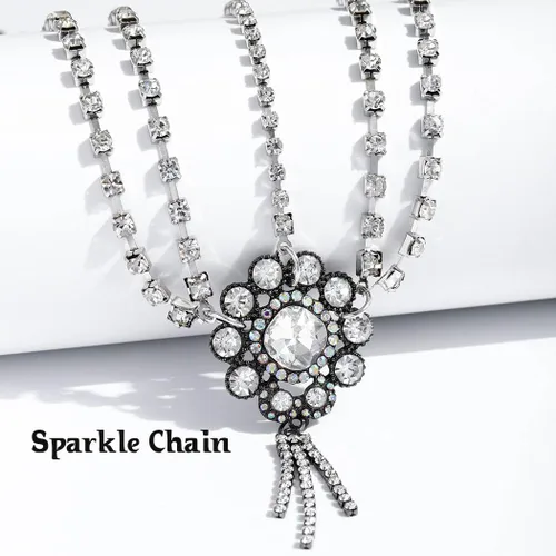 Vista 6 de Cadena de cabeza nupcial con diamantes de imitación, cadena de pelo con borlas, cadenas de cabeza plateadas para mujer