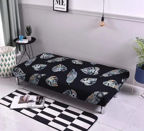 Vista 3 de MIFXIN Funda de sofá sin brazos, funda elástica plegable para futón, protector de muebles para sofá cama sin apoyabrazos, funda para sofá para Hojas