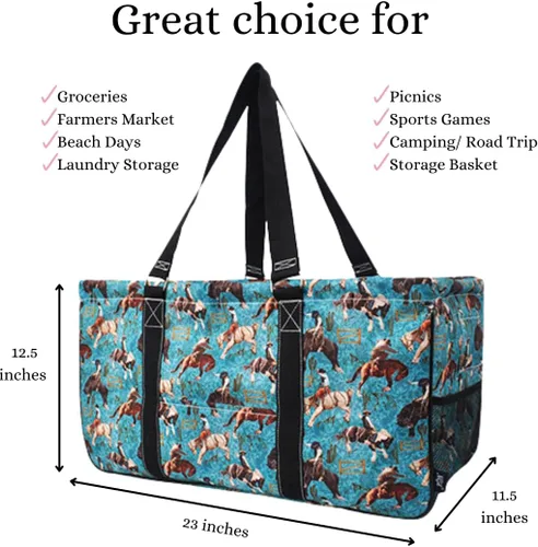 Vista 91 de NGIL Bolsa de comestibles reutilizable extra grande plegable de gran tamaño para comestibles, almacenamiento, picnic, playa, Estampado
