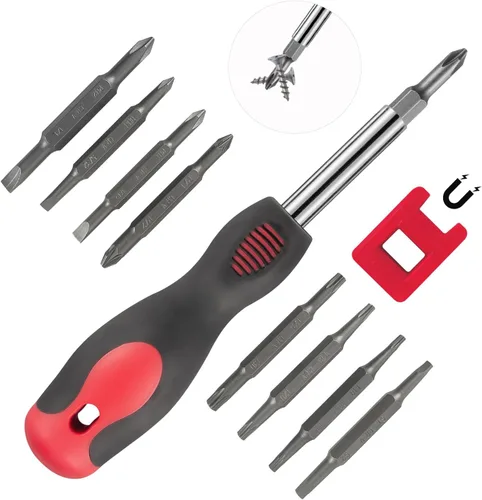 Vista 7 de SUNHZMCKP Destornillador 8 en 1, juego de destornilladores multiusos portátiles, puntas de alta resistencia, Phillips, ranurado, Torx, adecuado