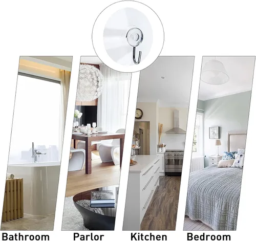 Vista 6 de Yesland 80 ganchos de pared con ventosa, almohadillas de plástico reutilizables transparentes y ganchos de utilidad, suministros prácticos