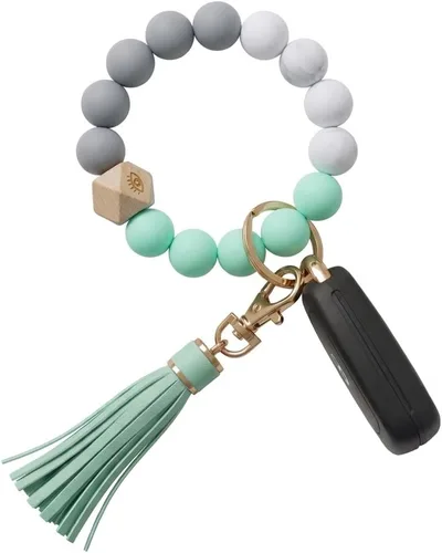 Vista 18 de BIHRTC - Pulsera/llavero para enganchar las llaves del auto, brazalete con cuentas de silicona para mujer Rosado (12mm Pink)
