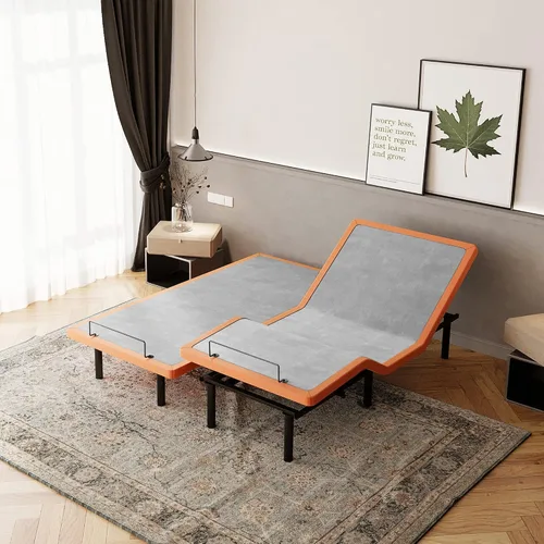 Vista 18 de ESHINE Base de cama ajustable + colchón híbrido de 14 pulgadas Twin XL (Suave Medio) - Espuma viscoelástica de gel de lujo, bases de cama con Gris