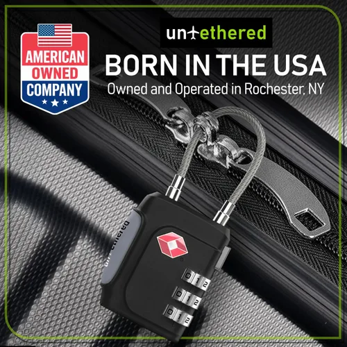 Vista 9 de Untethered TSA Luggage Locks (3 Pack) Resettable 3-Digit Combination TSA Approved Travel Padlocks for Suitcases, Backpacks, Gym Bags & Checked