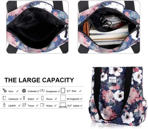 Vista 5 de KAMO - Bolsa de viaje con diseño floral, impermeable, ligera, para senderismo, yoga, gimnasio, natación, viajes, playa