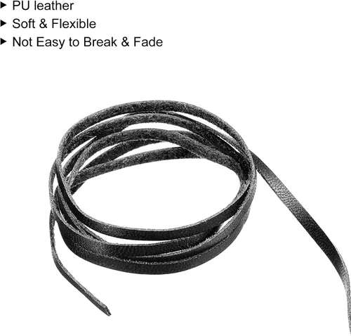 Vista 4 de uxcell Cordón de cuero, 3.28 yardas, 0.118 in, tira de cuerda trenzada de poliuretano plana para bolso, bolso, cordones de zapatos, manualidades