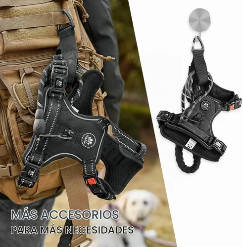 Vista 7 de NESTROAD Arnés para Perro Sin Tirones, Arnés de Chaleco para Perro Oxford Ajustable con Correa, Arnés Reflectante Sin Ahogo para Mascotas con Mango