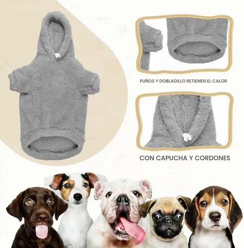 Vista 3 de Suéteres mullidos para perros pequeños, suéter suave de forro polar de doble cara para mascotas, suéter con capucha para perro, abrigos de sherpa