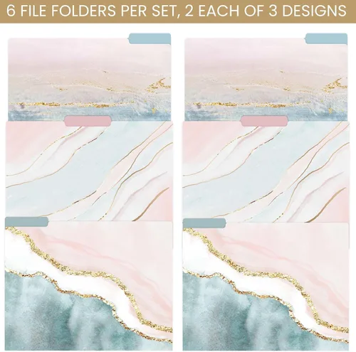 Vista 2 de bloom daily planners Carpetas decorativas para archivos, juego de seis organizadores de tamaño carta (8.5 x 11 pulgadas), pestañas de corte de 1/3