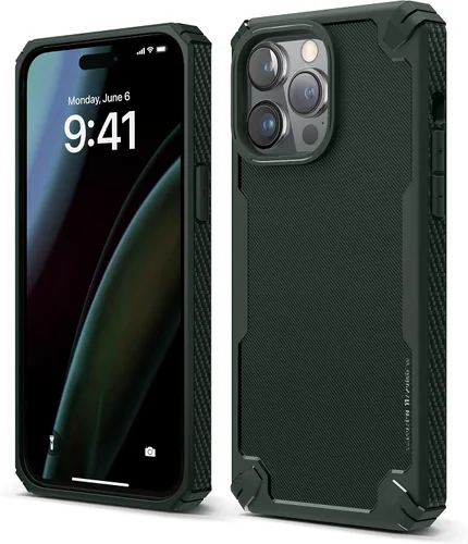 Vista 9 de Elago Armor - Funda para iPhone 14 Pro Max de 6.7 pulgadas, protección contra caídas de grado militar, textura de fibra de carbono resistente, Negro