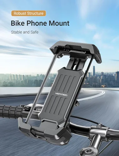Vista 2 de VENTION Soporte de teléfono móvil para bicicleta, soporte de teléfono para bicicleta, bloqueo automático 1s, rotación de 360°