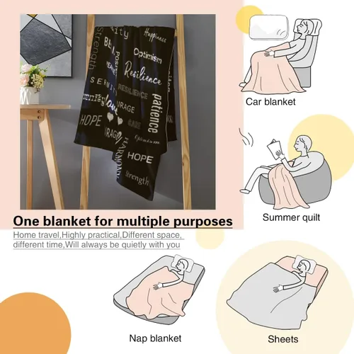 Vista 5 de Manta curativa, manta de regalo para mujeres y hombres, cálido regalo inspirador, manta de forro polar suave con energía positiva, comodidad, amor