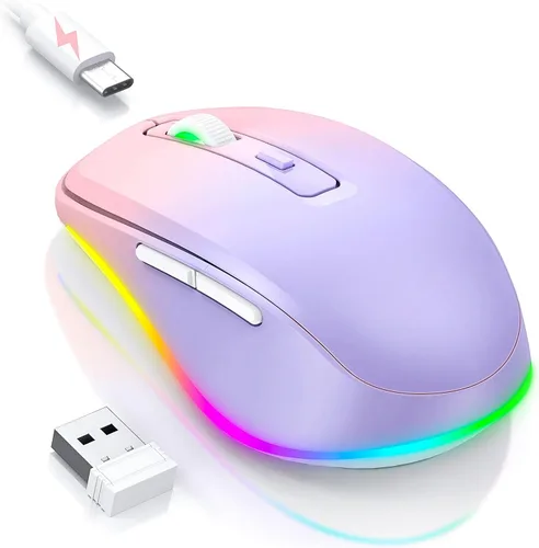 Vista 18 de PEIOUS Ratón Inalámbrico Jiggler – Ratones Inalámbricos LED con Jiggler Mover Integrado, Ratón Móvil Recargable para Computadora con Movimiento