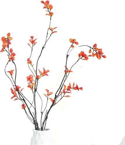 Vista 9 de 3 ramas de ficus artificiales, tallos de eucalipto sintético de 38 pulgadas, vegetación verde falsa para relleno de jarrón, decoración del hogar