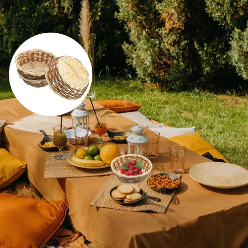 Vista 8 de EXCEART - 3 cestas de frutas de bambú hechas a mano de 6.69 pulgadas, cesta tejida para servir alimentos para postres, aperitivos, contenedor