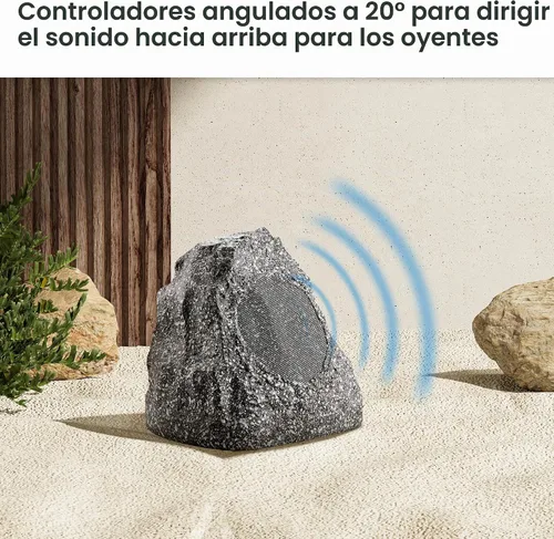 Vista 5 de (Juego de 4) nuevas bocinas de rock para patio o jardín impermeables color granito para exteriores
