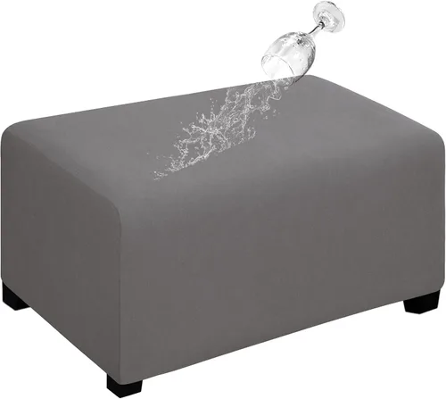 Vista 26 de Easy-Going Funda para Otomán Elástica 100% Doble Impermeable Rectangular Plegable Taburete de Almacenamiento Protector de Muebles Funda Suave