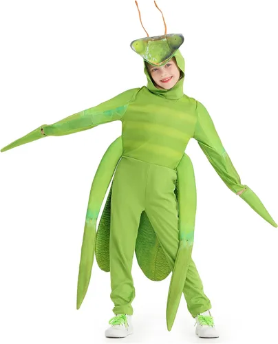 Vista 2 de Disfraz de mantis rezando verde para niños y niñas, disfraz de Halloween, ropa de mantis divertida para niños