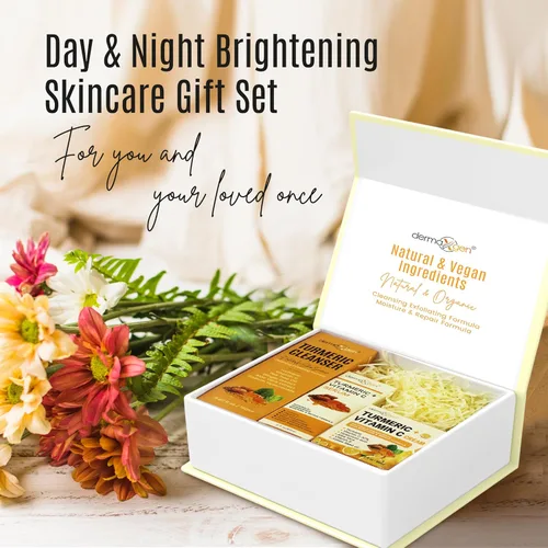 Vista 4 de Kit completo de cuidado facial de cúrcuma, piel orgánica brillante antienvejecimiento, rejuvenecedor, estimulante de colágeno e hidratación, set