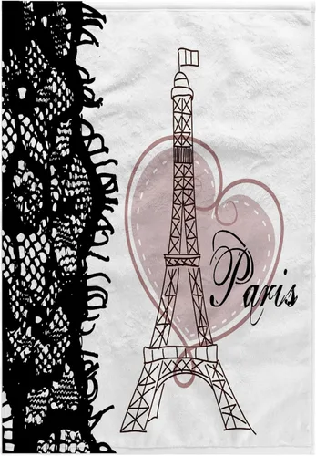 Vista 6 de 3dRose Paño de lavado 11x12 para rostro y cuerpo - Torre Eiffel de París con corazón y encaje negro PS Creations